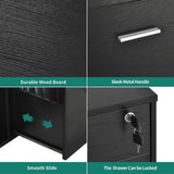 YITAHOME File Cabinet with Charging Station, Mobile Lateral Filing Cabinet with Lock for Home Office, Printer Stand, Black