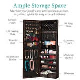 Best Choice Products Freestanding Jewelry Armoire Cabinet, Full Length Standing Mirror, Lockable Makeup Storage Organizer, w/Velvet Lining, 3 Angles, Lock, Accessory Pouch, 5 Shelves - Espresso