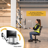 Mount-It! Monitor Wall Mount Arm, Keyboard Tray & CPU Holder, Sit-Stand