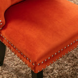 MOOLSUN Velvet Dining Chairs Set of 8, High Back Side Chairs, Modern Padded High-End Tufted Upholstered Chairs with Button-Tufted Back & Rear Pull Tabs, Solid Wood Legs E-Orange(Solid Wood Legs)