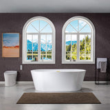 WOODBRIDGE 67" Acrylic Freestanding Bathtub Contemporary Soaking White Tub with Brushed Gold Overflow and Drain，B0013 -BG-Drain &O