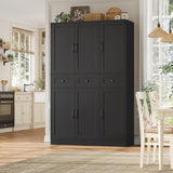 HITHOS 71" Tall Kitchen Pantry Storage Cabinet w/Drawers & Shelves, Black