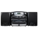 Supersonic Black Edition Vintage Bluetooth Stereo System Home Music Audio System, CD/MP3 Player, AM/FM Radio, Dual Cassette Player/Rec USB inputs, Detachable Speakers, AC/DC, (Remote Included)