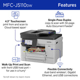Brother INKvestment 5110 Wireless Color Inkjet All-in-One Printer with a 500-sheet Paper Tray Capacity and a 4.3” Color Touchscreen (MFCJ5110DW)