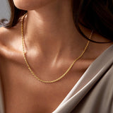 Porment 2.5mm Dainty Rope Necklaces for Women & Men Stackable 14K Gold Chain for Men Simple Trendy Womens Necklaces Waterproof Non-tarnish Gold Jewelry Unisex Gift Lifetime Quality