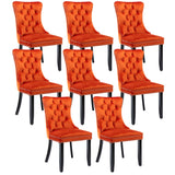 MOOLSUN Velvet Dining Chairs Set of 8, High Back Side Chairs, Modern Padded High-End Tufted Upholstered Chairs with Button-Tufted Back & Rear Pull Tabs, Solid Wood Legs E-Orange(Solid Wood Legs)