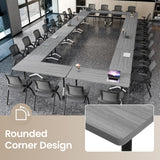 Jklmzpf Folding Conference Table with Wheels, Flip-Top Mobile Training Table Modular Conference Room Tables, Space Saving Seminar Meeting Tables for Office School Business Classroom(Gray 4PCS 47.2in)