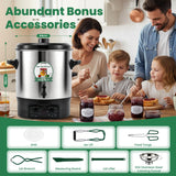 Huanyu Electric Water Bath Canner Automatic 28.5QT Large Canning Pot 2000w Adjustable Temp&Timer with Drain Tap Includes Jar Lifter, Funnel for Preserving Canned Food, Jam, Sauce, Soup Homeuse