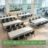 Modular Folding White Training Room Tables with Modesty Panel,4pcs 47.2in