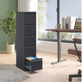 Gecheer 5 Drawer Vertical File Cabinet with Lock, Steel Office Filing Cabinet for A4 Legal Letter Size, Anti-Tilt Design, Full Extension Drawers, Home Office Storage Organizer