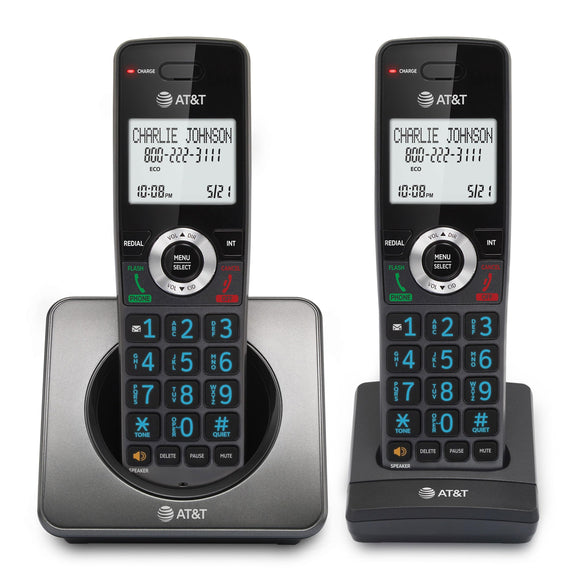 2-Handset Cordless Home Phone with Call Block, Caller ID, Full-Duplex Handset Speakerphone (Graphite & Black) AT&T