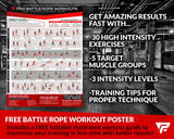 Pro Battle Ropes with Anchor Strap Kit and Exercise Poster – Upgraded Durable Protective Sleeve – 100% Poly Dacron Heavy Battle Rope for Strength Training, Cardio Fitness, CrossFit Rope (1.5” x 30 ft) Profect Sports
