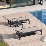 PURPLE LEAF Patio Chaise Lounge Set of 2 with Side Table, Aluminum, Taupe