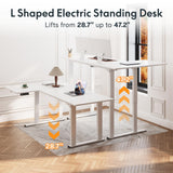FLEXISPOT 4-Leg L-Shaped Standing Desk, 71 x 43 Inches, White