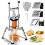 POWLAB Commercial Vegetable Chopper & French Fry Cutter, Stainless Steel Manual Dicer, 3 Blades (1/4", 3/8", 8-Wedge), Suction Base, Fast Tomato Onion Potato Cutter for Restaurant & Home Kitchen