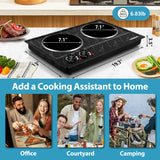Hot Plate Double Burner Electric Hot Plate for Cooking, 1800W Dual Control Portable Stove CUSIMAX