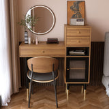 DinaiteEain 39.76" Modern Makeup Vanity Desk Without Mirror, Walnut Vanity Table with Drawers & Storage Cabinet, Small Space Dressing Table for Bedroom, Apartment & Home Office