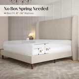 PaPaJet King Bed Frame Velvet Upholstered 51.2" Tall Headboard, Off-White