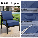 LOOFRA 6" Thick Outdoor Chair Cushions, 24 x24 Inch Patio Furniture Cushions Set of 6 with Water Resistant & Removable Cover, UV Resistant, 30D High Density Sponge Patio Cushion, Blue