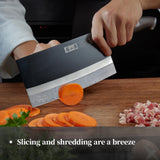 ZHANG XIAO QUAN Professional Meat Cleaver Knife Damascus Steel, Heavy Duty Kitchen Knife with Ultra Sharp Blade, Comfortable Ergonomic Wooden Handle(Black)