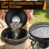 Portable Charcoal Grill with Fan-Assisted Airflow, 17-Inch Small Kettle BBQ Grill, Built-In Thermometer, Lift-Out Charcoal Tray for Camping, Tailgating, Patio, Backyard