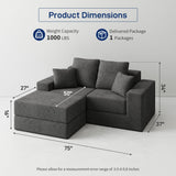 Cloud Modular Sectional Sofa, Comfy Boneless Couch for Living Room, Modern L-Shaped Couch with Reversible Chaise, Customizable Sleeper Sofa Bed with Non Slip, No Assembly & Deep Seat, Dark Grey