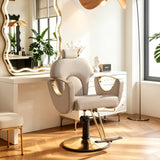 KIGOTY Salon Barber Chair, Reclining Barber Chair, Styling Chair, Height Adjustable Hair Salon Chairs for Hair Stylist, 360 Swivel Braiding Hairdresser Chair for Barbershop, Spa Equipment (1, Grey)