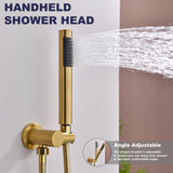 RF SUNUAN Shower System with Tub Spout, Gold Bathtub Shower Faucet Set, 8" Rain Shower Head and Handheld Spray Combo, Round Shower Head and Handle Set with Tub Spout (Valve Included), Brushed Gold