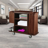 This Commercial Housekeeping Janitorial Cart with Wheels Bag for Commercial Facility/Hotel/Stadium/School/Office Brown