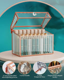 Youdepot Tempered Glass Makeup Organizer & Lipstick Holder with 24 Slots-Countertop Cosmetic Organizer for Vanity with Brush Holder Ideal Large Makeup Storage Drawer Organizer for Bathroom & Dresser.