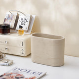 Natural Travertine Textures Mini Trash Can, Small Counter Rectangle Trash Can for Bathroom Kitchen Table Desk, Tiny Waste Basket for Vanity - Silicone Pad Anti Scratch, Non-Slip (Made of Resin)