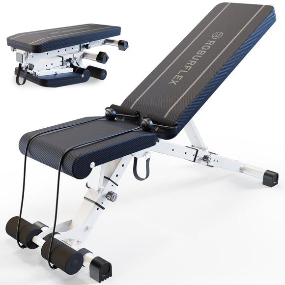ROBURFLEX Adjustable/Foldable Workout Exercise Bench for Home Gym, Weightlifting and Strength Training - 8x4x3x2 Positions- 700 Pounds Load Roburflex