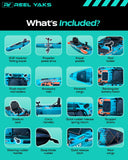 Reel Yaks 10.8ft Rapido Propeller Drive Fishing Kayak, Modular Sit-On-Top Kayak with Hands-Free Pedal Drive, Compact, Lightweight, Easy Assembly, Customizable - 400 lbs Capacity, Blue Black Camo