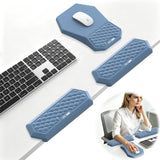 2-in-1 L-Shaped Desk Elbow Pads & & Mouse Pad Set with Wrist Rest, Blue