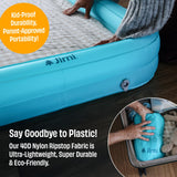 Jirni Toddler Camping Bed with Bumpers & Pump Sack – Ultralight, Compact & PVC-Free Inflatable Kids Travel Bed in 40D Ripstop Nylon for Camping & Family Travel