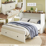 LUXOAK Full Murphy Cabinet Bed with with Storage & Charging Station