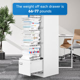 BYNSOE 4 Drawer File Cabinet with Lock Metal Vertical File Storage Cabinet Office Home Steel Vertical File Cabinet for A4 Legal/Letter Size Narrow File Cabinet Locked,Assembly Required