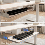 EUREKA ERGONOMIC Adjustable Keyboard Tray Under Desk, 28x11 Inch Large Slide Out Keyboard & Mouse Platform Tray, Wooden Pull Out Computer Keyboard Drawer for Typing Home Office Desk, Maple