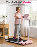 Foldable Treadmill with Incline, Compact Walking Pad Treadmill with Safety Handle Bar, 3.0HP Quiet Under Desk Treadmills