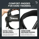 DMoose Fitness Neck Harness Plus for Weight Lifting - Soft Padded Head & Chin Strap with 30" Heavy Duty Steel Chain, 2 Bands & Door Anchor - Neck Exerciser & Strengthener (Neck Harness Plus)