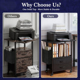 22IN Mobile Filing Cabinet, Rolling File Cabinet with Fabric Drawers
