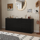 Bobve 70.9” Dresser for Bedroom with 9 Drawers, Large Modern Chest of Drawers with Deep Drawers, Wide Double Dresser Handle Free, Storage Organizer for Bedroom, Living Room, Hallway (Black)