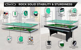 RACK Scorpius 7-Foot Multi-Game Pool Table (Green Felt with Black Body) - Full-Size Billiards with Table Tennis Top