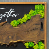 MIODUO DECOR Custom Wood Moss Sign - Personalized Entryway Decor, Rustic Family Name Solid Wood Art - 35"x16"
