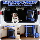 Olenyer Collapsible Shopping Cart with Wheels, 200 LBS Capacity Blue Grocery Cart with Storage Crates, Platform Hand Truck with Foot Brake