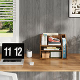 CHOEZON Wooden Desk Organizer with Adjustable Partitions, Rustic Brown