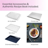 VAL CUCINA Retro Style Infrared Heating Air Fryer Toaster Oven, Extra Large Countertop Convection Oven 10-in-1 Combo, 6-Slice Toast, Enamel Baking Pan Easy Clean with Recipe Book, Classic Pink Color