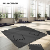 BalanceFrom 6 Piece Foam Floor Mat Puzzle Tiles, 1/2” Thick, 24 Sq Ft, Black BalanceFrom