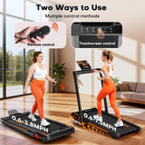 Treadmill with Speaker, 6-in-1 7.5MPH Foldable Treadmill for Home with App Compatible, Walking Pad with 10% Incline, LED Display, 3.0HP Brushless Drive, 350 LB Weight Capacity, 12 HIIT Programs