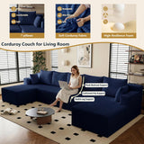 160" Cloud Sectional Boneless Couch U Shaped with Double Chaise